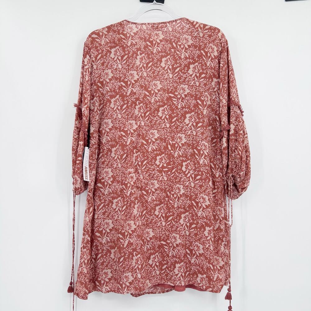 Amuse Society Costello Fringe Mini Dress NWT Size M Boho Tassel Floral Vacation - Picture 9 of 13